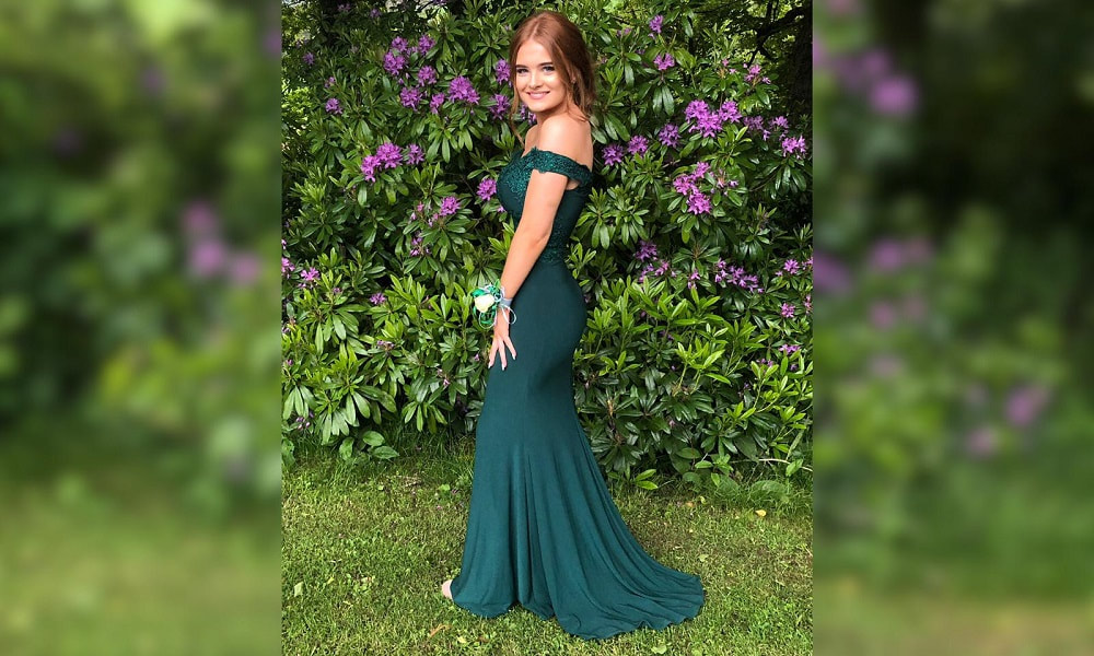 Emerald green prom dress bardot neckline