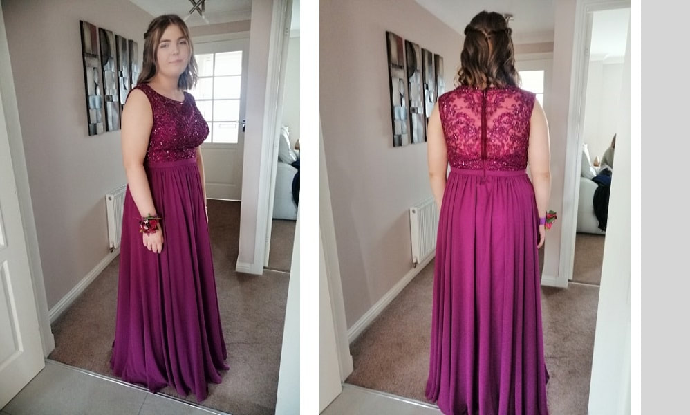 Purple prom dress. 