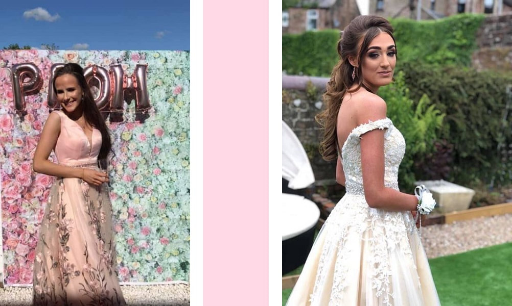 floral ballgown embroidered ballgown peach, light pink, soft, school prom dress. Bardot ballgown full skirt prom dress with white flowers and lace detailing. We will have prom 2021 dresses available soon. 